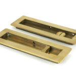 aged brass 175mm plain rectangular pull privacy set