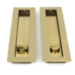 aged brass 250mm plain rectangular pull privacy set