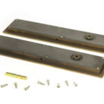 aged brass 250mm plain rectangular pull privacy set