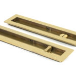 aged brass 250mm plain rectangular pull privacy set