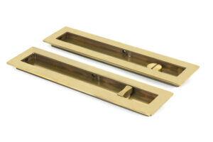 aged brass 250mm plain rectangular pull privacy set