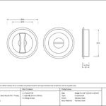 aged brass 60mm art deco round pull privacy set