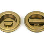 aged brass 60mm art deco round pull privacy set