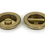 aged brass 75mm art deco round pull privacy set