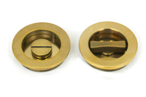 aged brass 60mm plain round pull privacy set