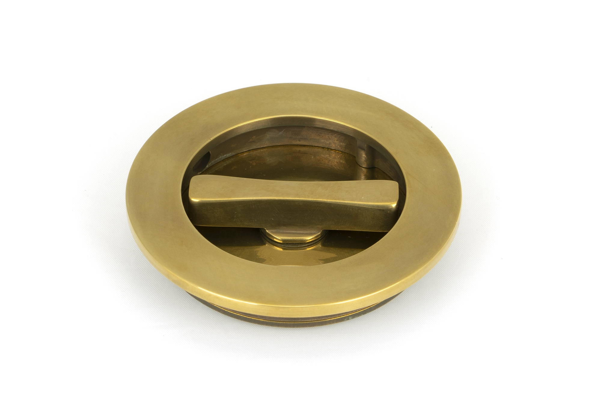 aged brass 75mm plain round pull privacy set
