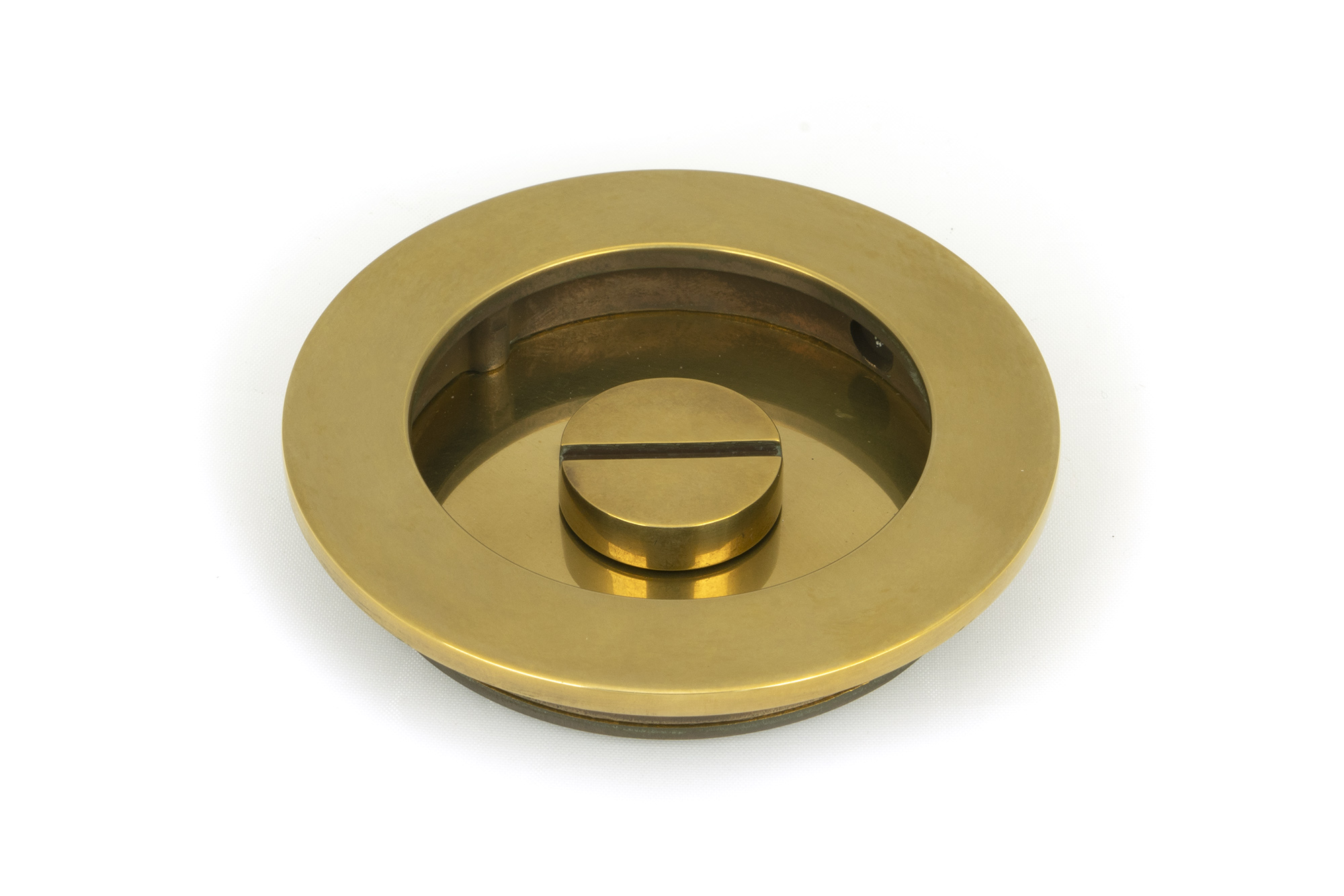 aged brass 75mm plain round pull privacy set