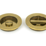 aged brass 75mm plain round pull privacy set