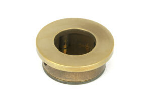 aged brass 34mm round finger edge pull