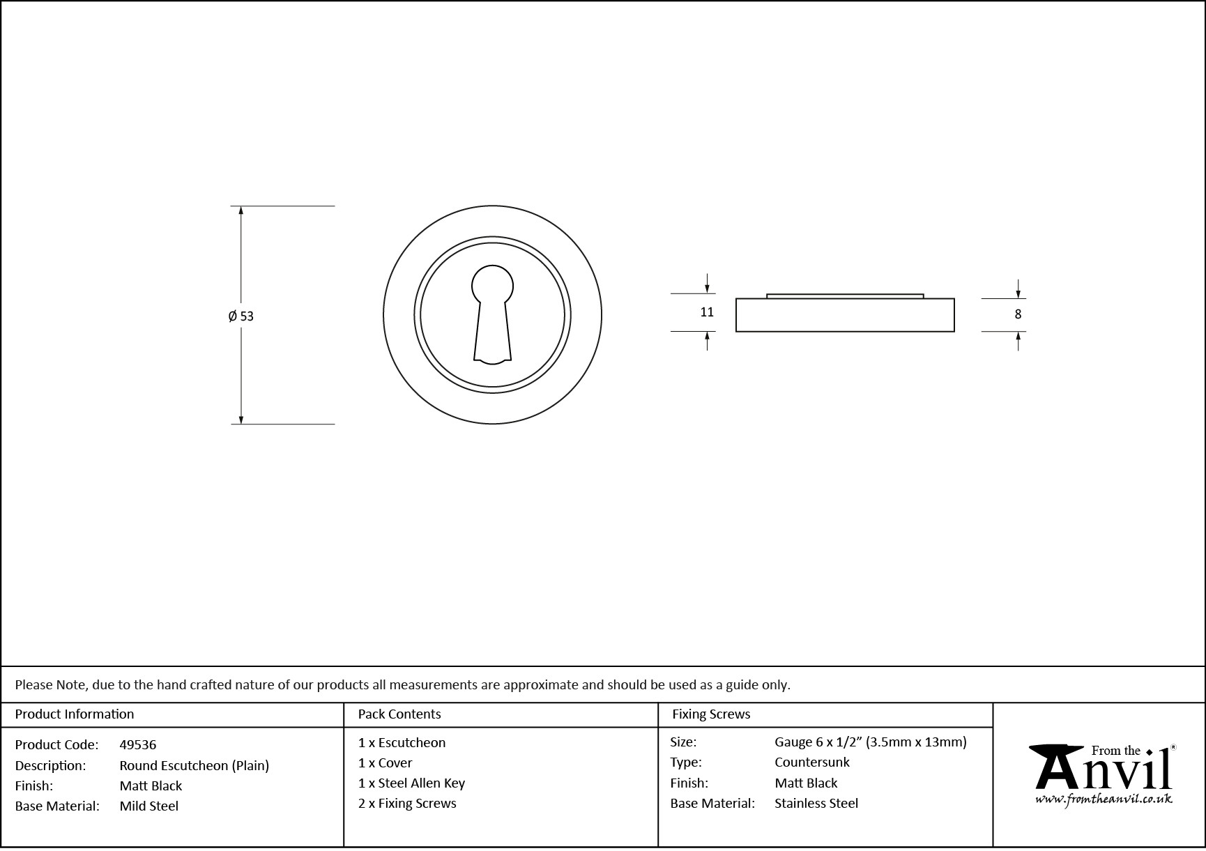 matt black round escutcheon (plain)