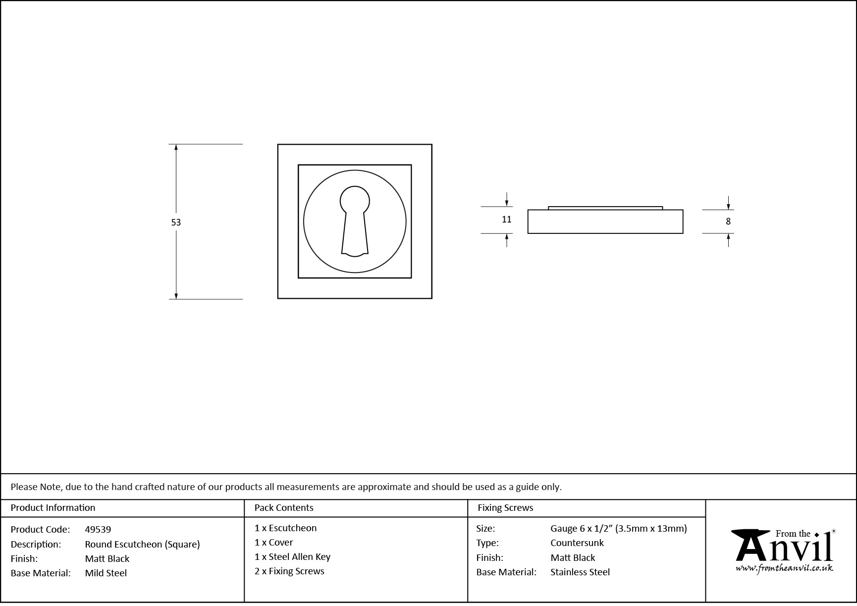 matt black round escutcheon (square)