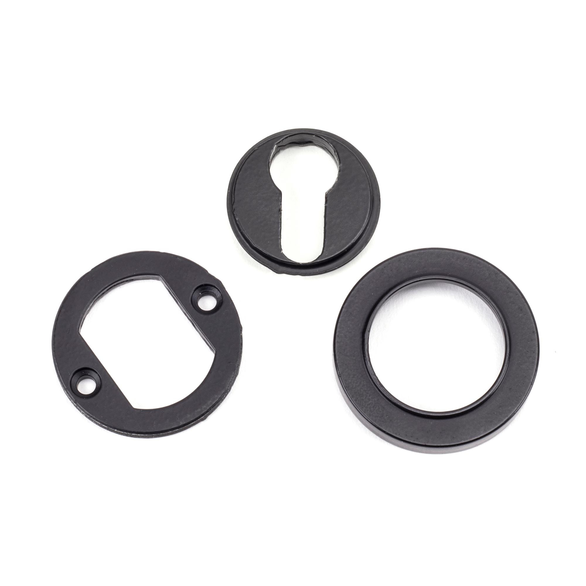 matt black round euro escutcheon (plain)