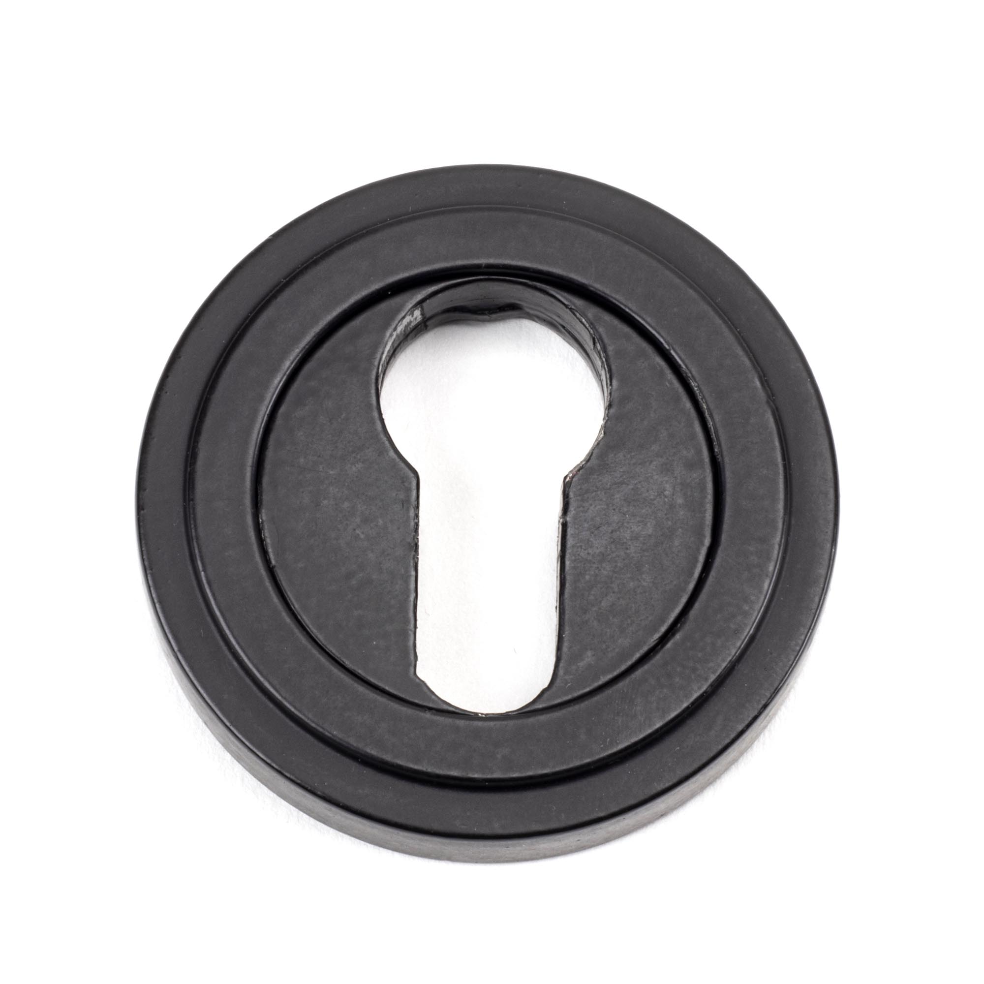 matt black round euro escutcheon (art deco)