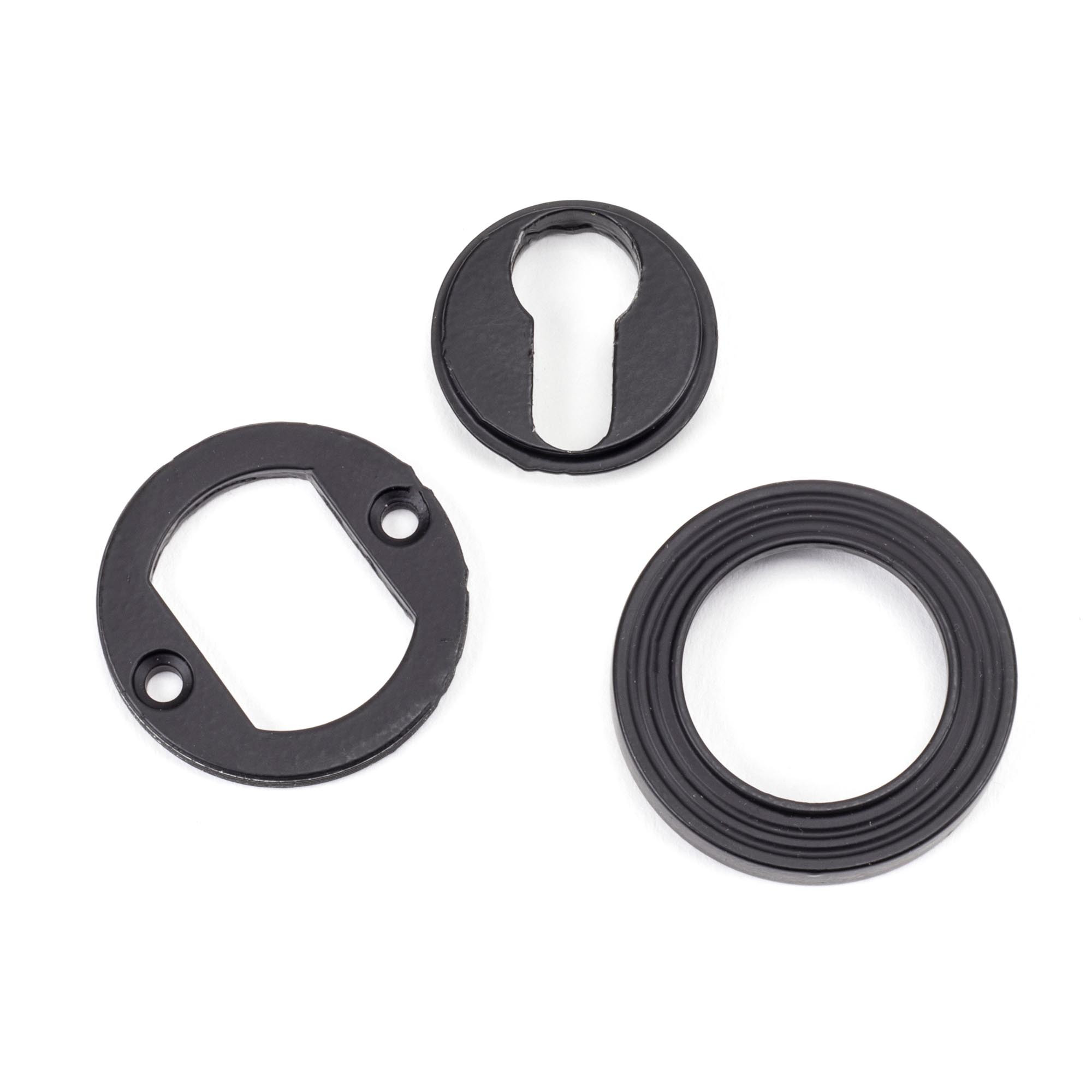 matt black round euro escutcheon (beehive)