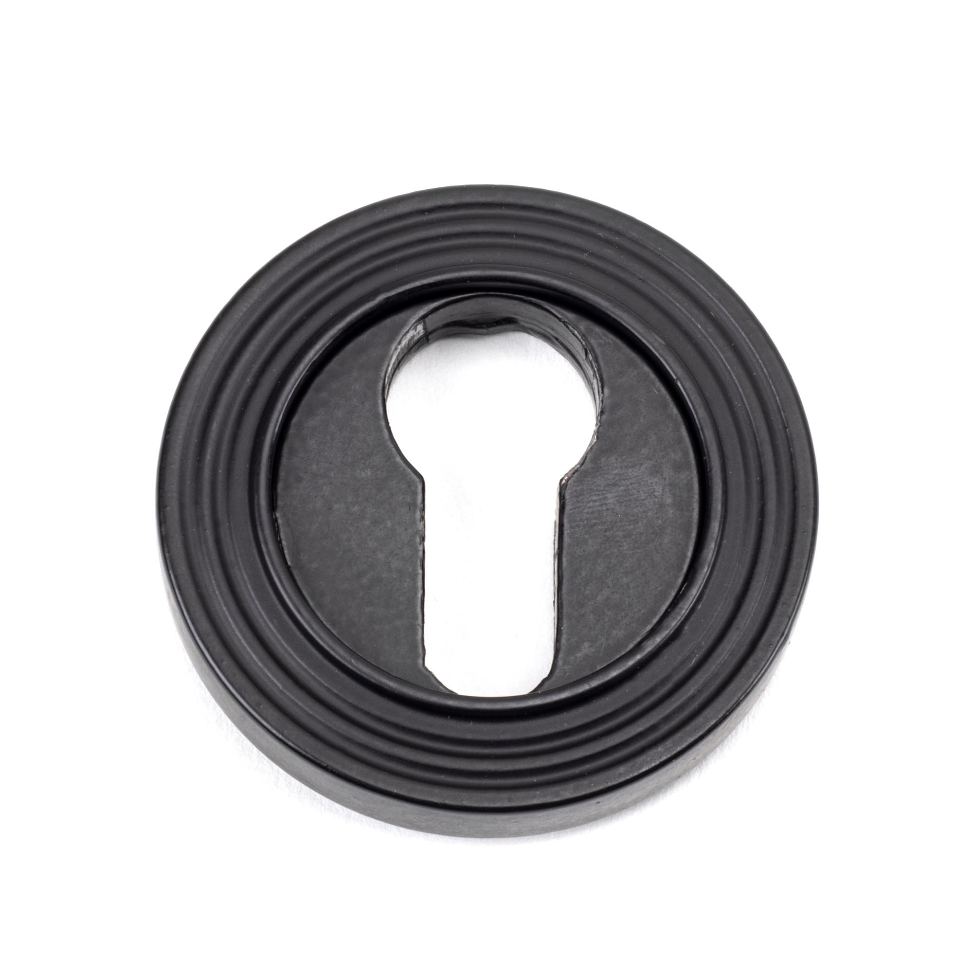 matt black round euro escutcheon (beehive)