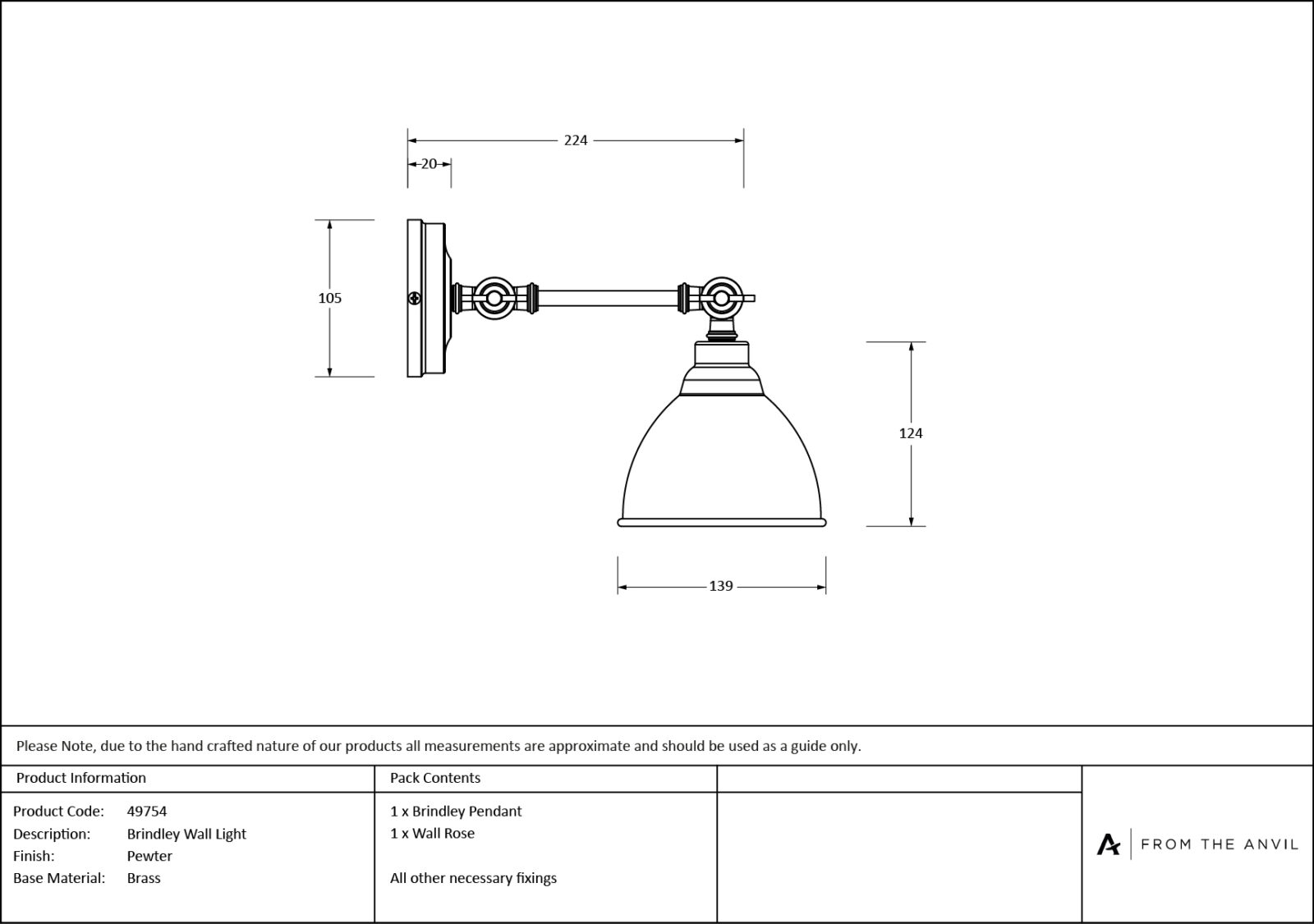 pewter brindley wall light