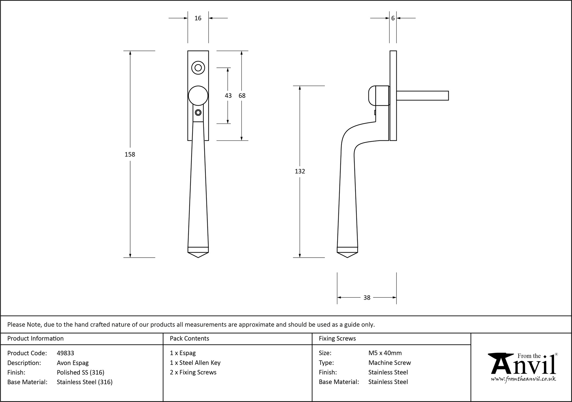 polished marine ss (316) avon espag