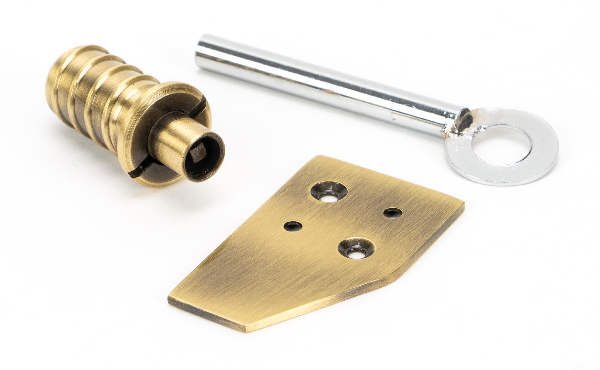 aged brass key flush sash stop
