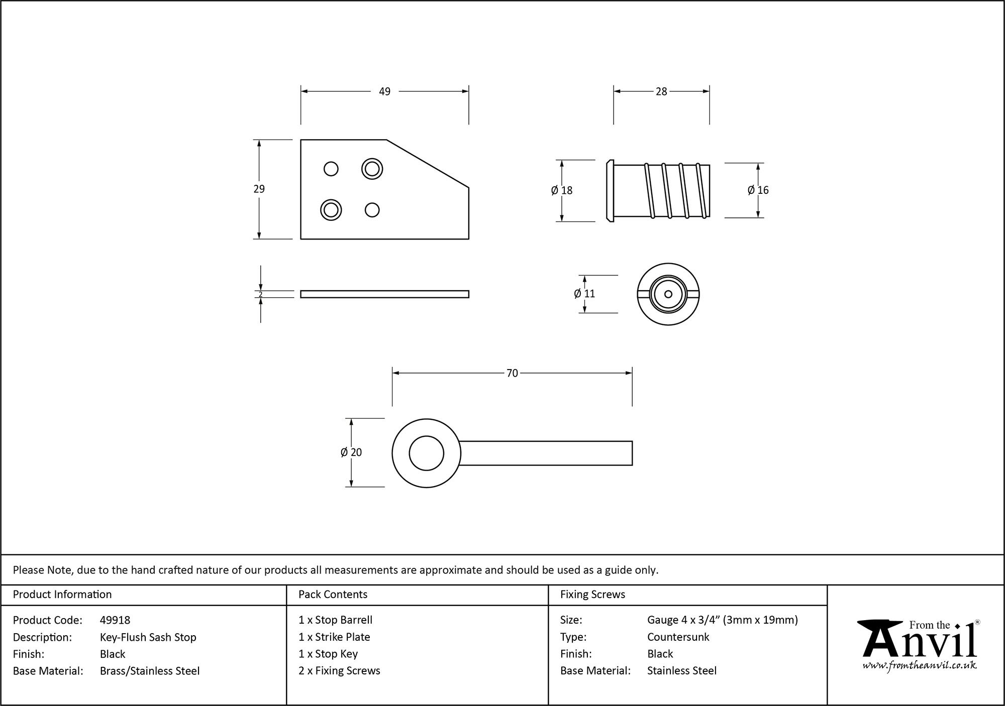 black key flush sash stop