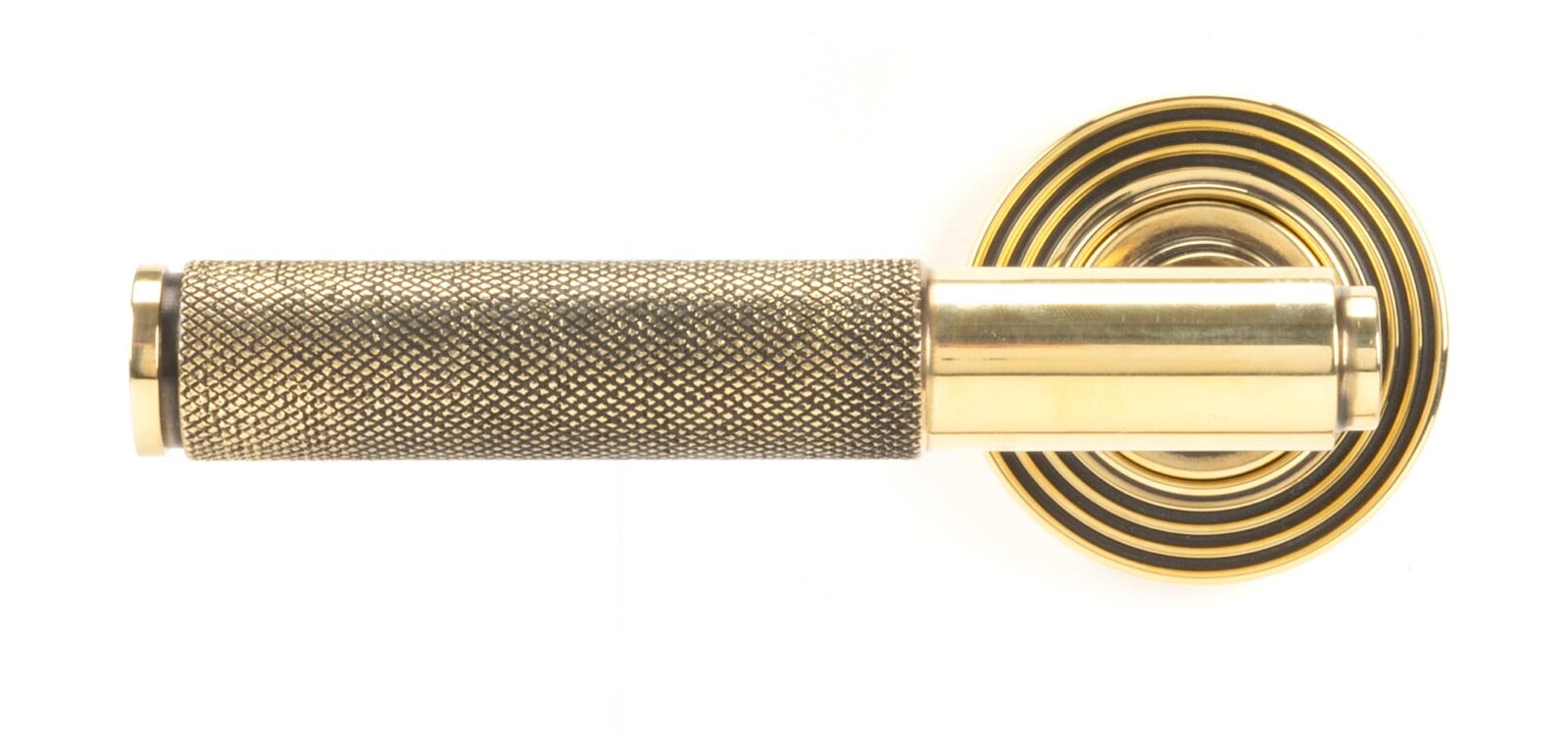 aged brass brompton lever on rose set (beehive) unsprung