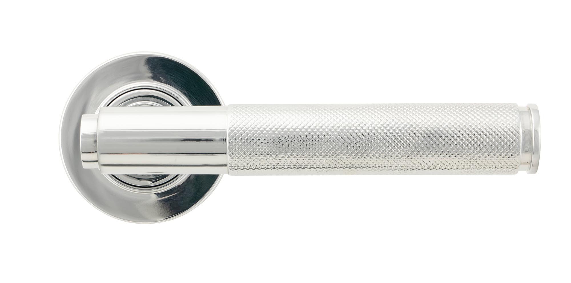 polished chrome brompton lever on rose set (plain) unsprung