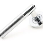 polished chrome brompton lever on rose set (plain) unsprung