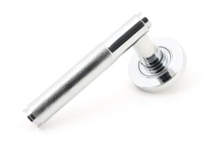 polished chrome brompton lever on rose set (plain) unsprung