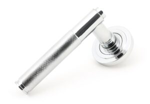 polished chrome brompton lever on rose set (art deco) unsprung