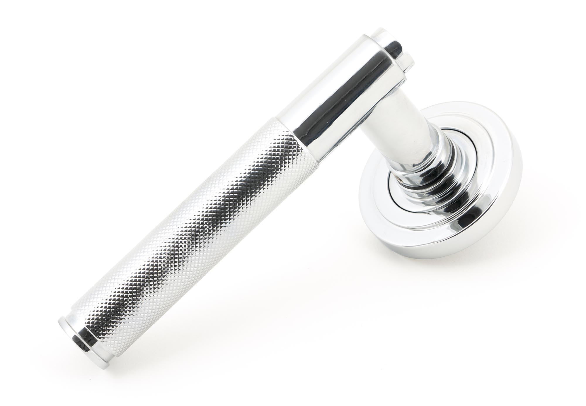 polished chrome brompton lever on rose set (art deco) unsprung