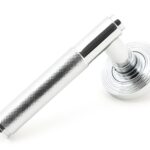 polished chrome brompton lever on rose set (beehive) unsprung