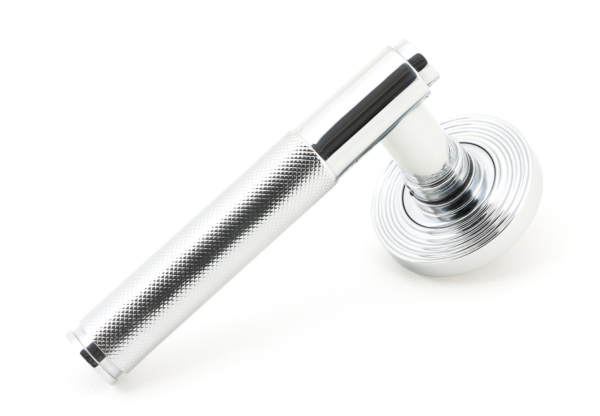 polished chrome brompton lever on rose set (beehive) unsprung