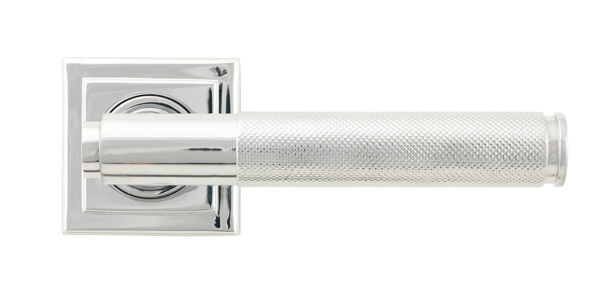 polished chrome brompton lever on rose set (square) unsprung