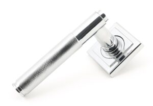 polished chrome brompton lever on rose set (square) unsprung