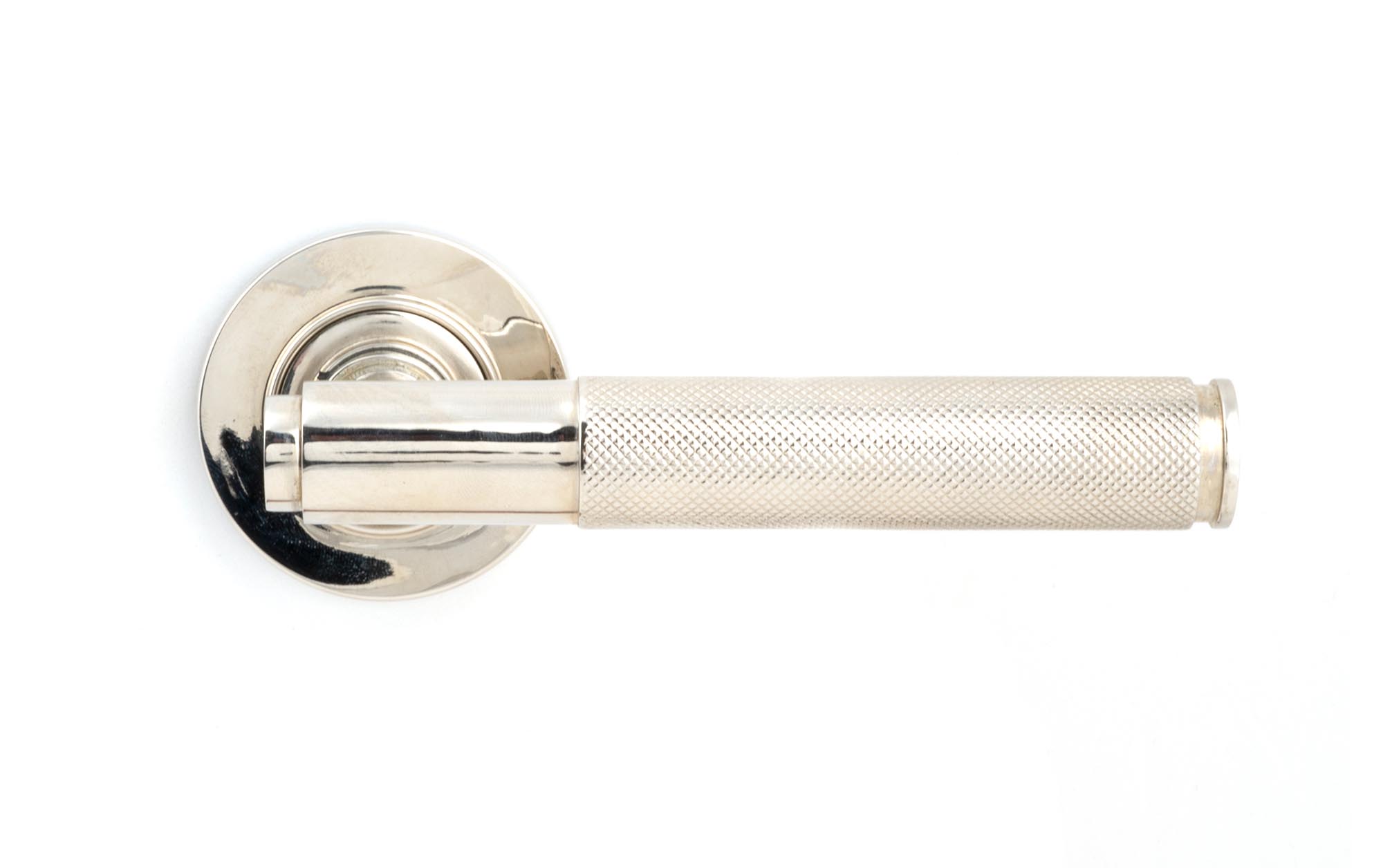 polished nickel brompton lever on rose set (plain) unsprung