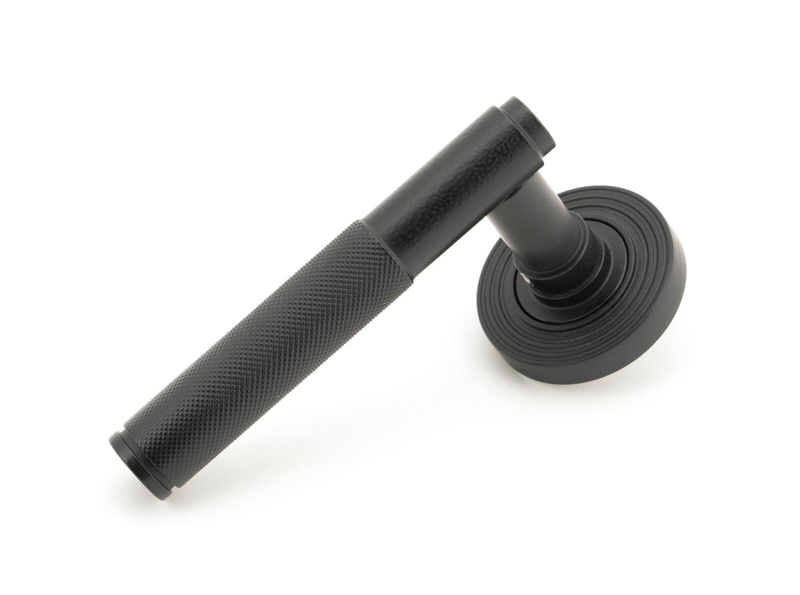 matt black brompton lever on rose set (beehive) unsprung