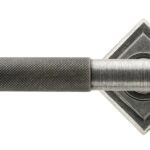 pewter brompton lever on rose set (square) unsprung