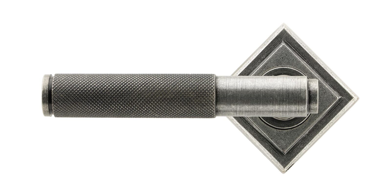 pewter brompton lever on rose set (square) unsprung