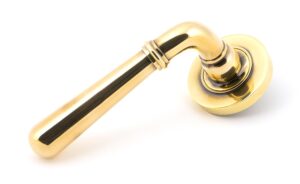 aged brass newbury lever on rose set (plain) unsprung