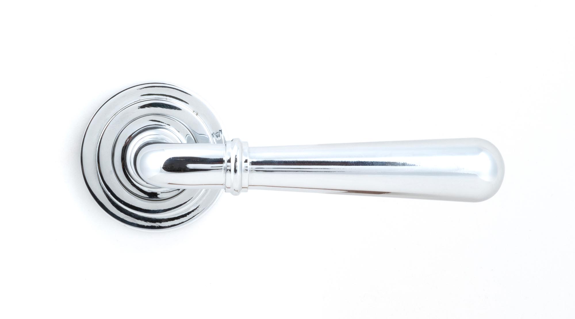 polished chrome newbury lever on rose set (art deco) unsprung