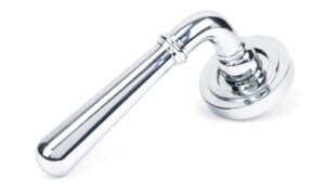 polished chrome newbury lever on rose set (art deco) unsprung