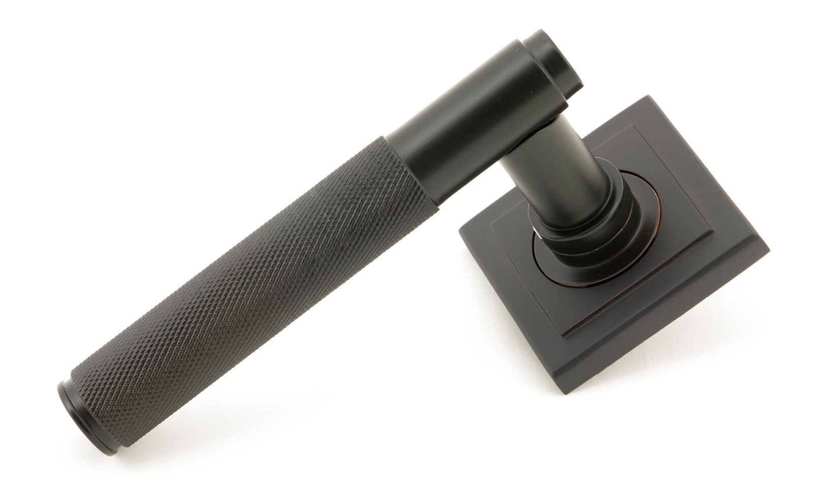 aged bronze brompton lever on rose set (square) unsprung