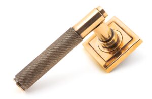 polished bronze brompton lever on rose set (square) unsprung