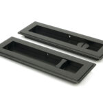 aged bronze 175mm art deco rectangular pull privacy set