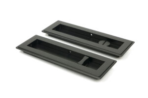 aged bronze 175mm art deco rectangular pull privacy set