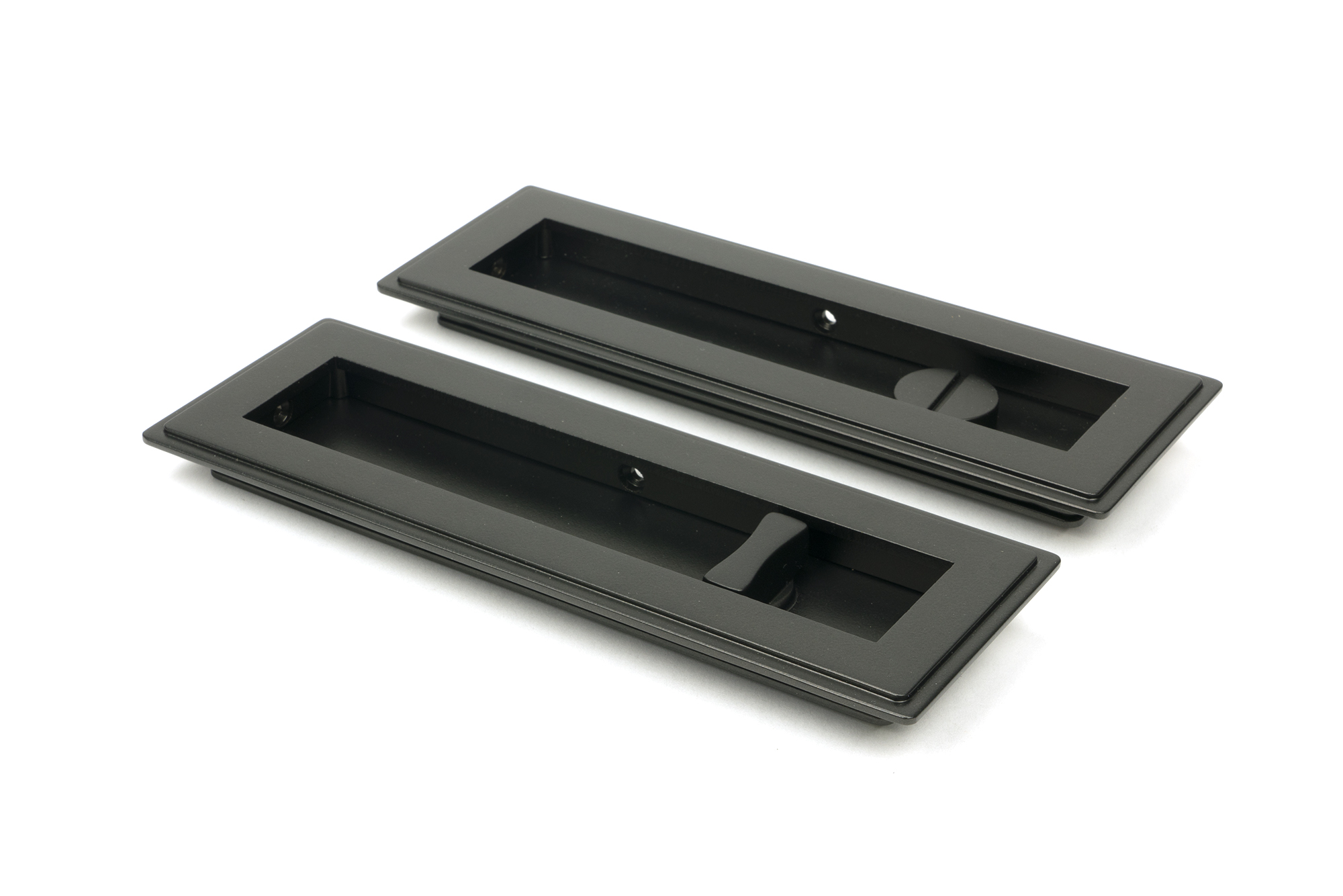 aged bronze 175mm art deco rectangular pull privacy set