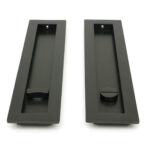 aged bronze 250mm plain rectangular pull privacy set