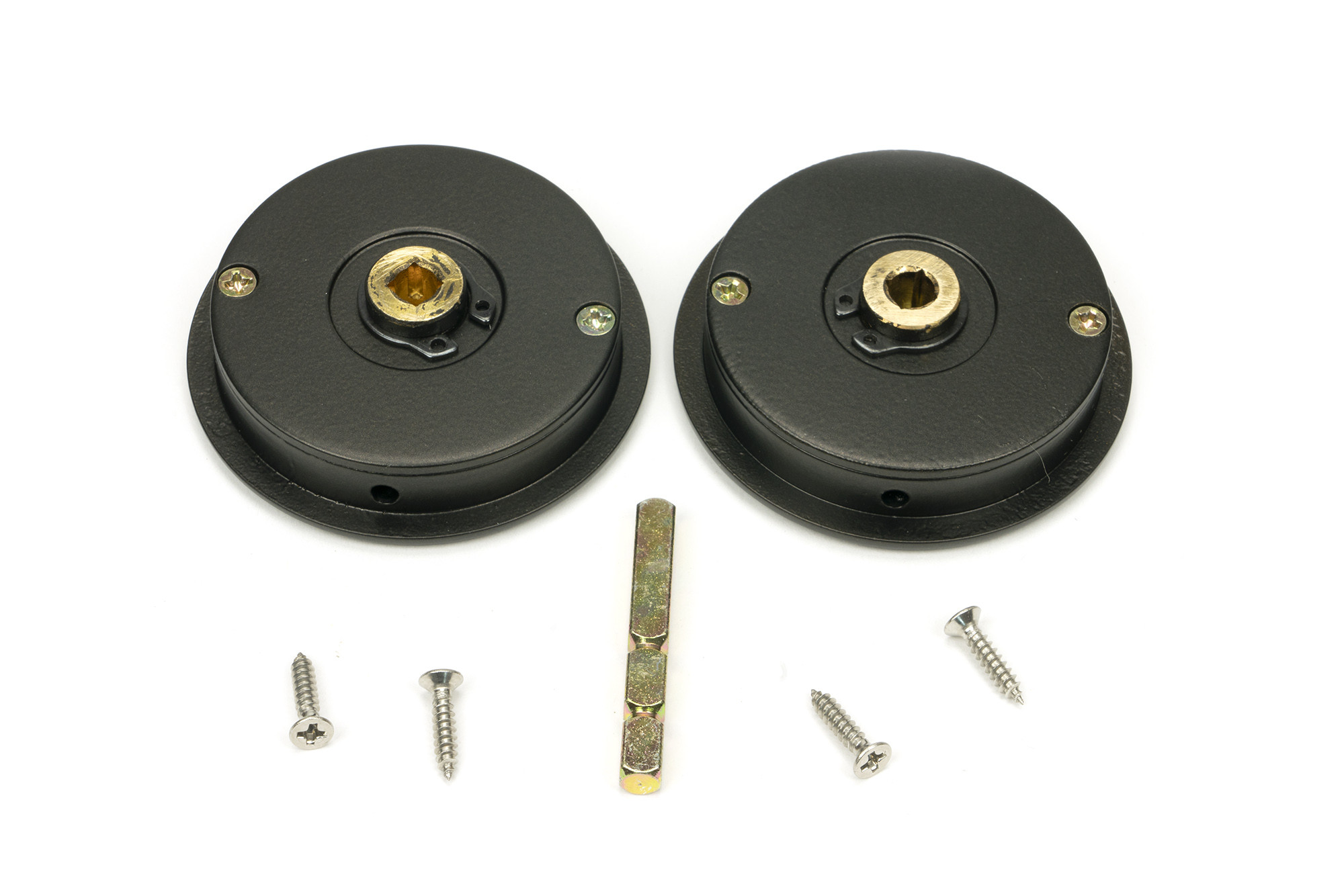 aged bronze 60mm art deco round pull privacy set