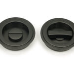 aged bronze 60mm art deco round pull privacy set