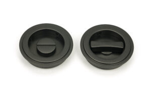 aged bronze 60mm art deco round pull privacy set