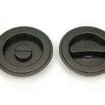 aged bronze 75mm art deco round pull privacy set